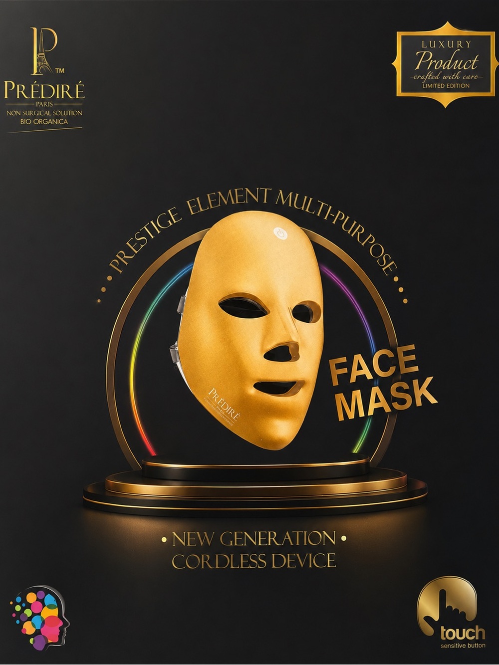 Gold LED Face Mask – Cordless Women's Skincare Device